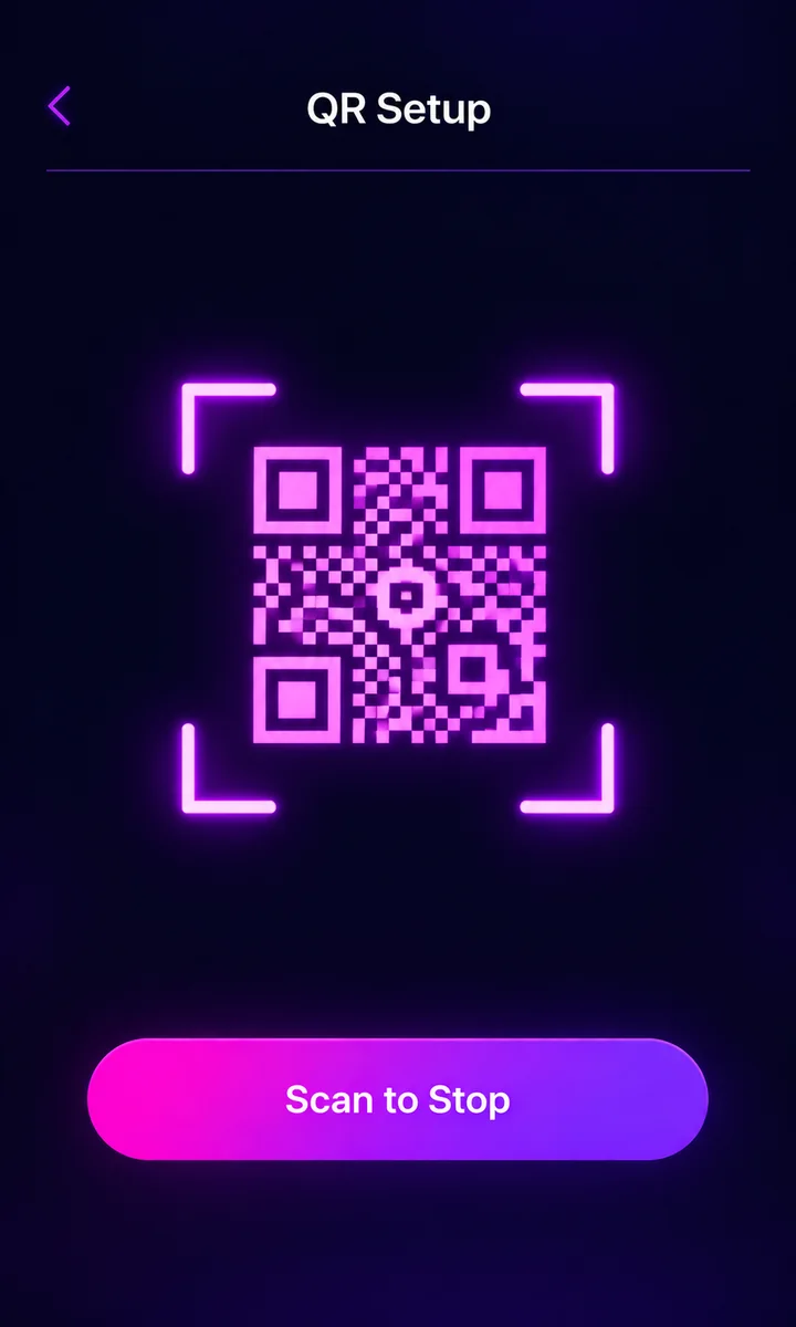 Snooze Police QR setup screen showing a QR code